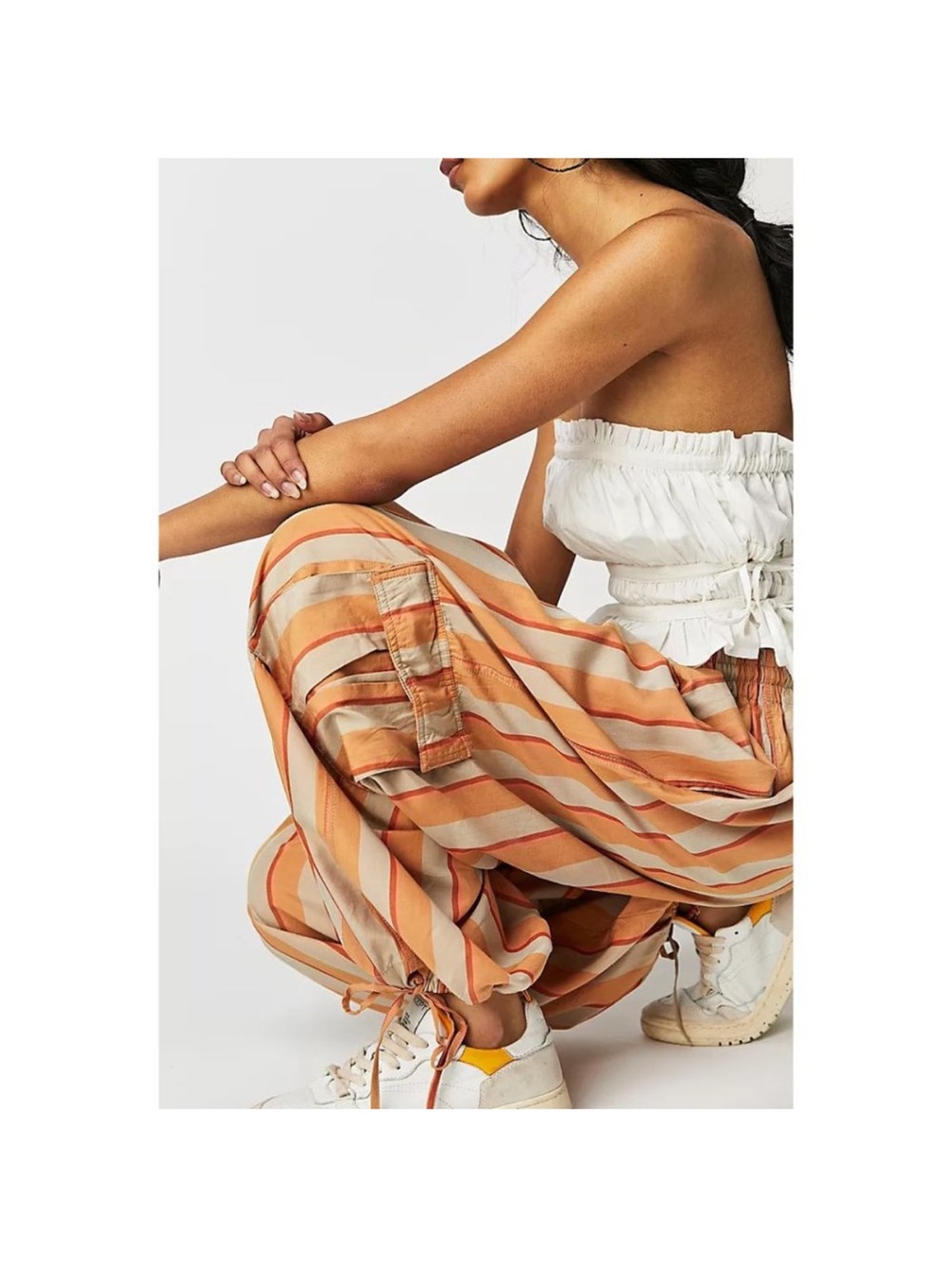 NWT, Free People Creamsicle Palash Yarn Dyed Cargo Pants - Picture 7 of 12